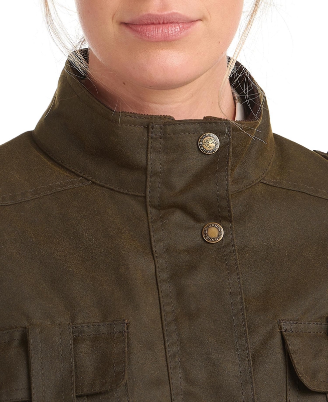 Green Women's Barbour Winter Defence Waxed Jackets | VUQI-26710