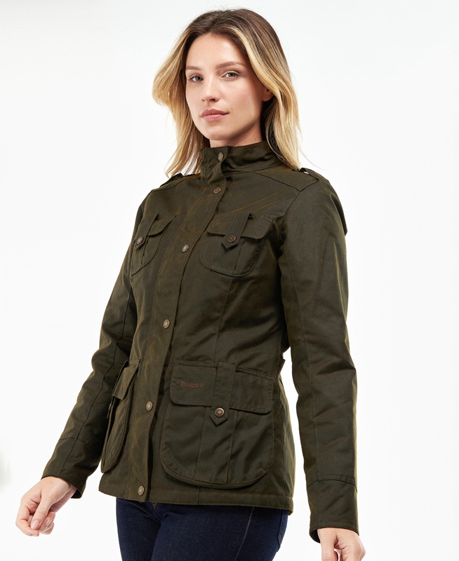 Green Women's Barbour Winter Defence Waxed Jackets | VUQI-26710