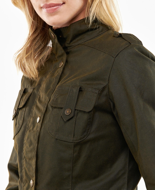 Green Women's Barbour Winter Defence Waxed Jackets | VUQI-26710