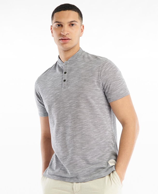 Grey Men\'s Barbour Belgrave Sport Neck T Shirts | RAWN-40351