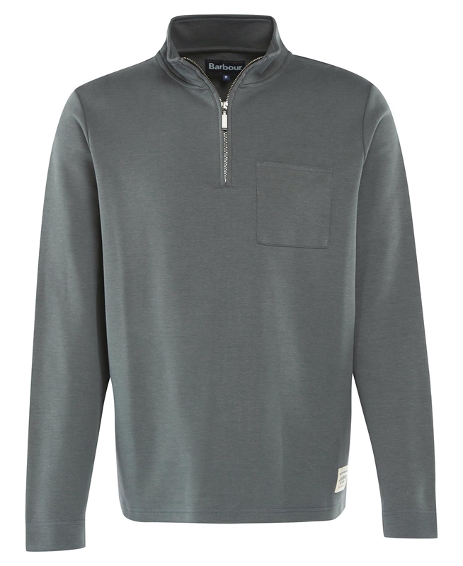 Grey Men's Barbour Broughton Half Zip Sweatshirts | GMWC-82567