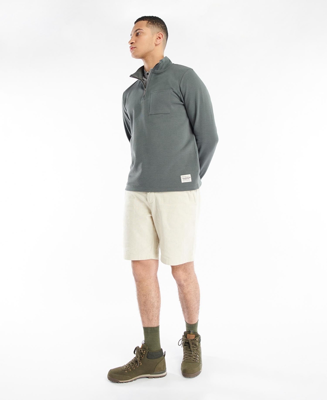 Grey Men's Barbour Broughton Half Zip Sweatshirts | GMWC-82567