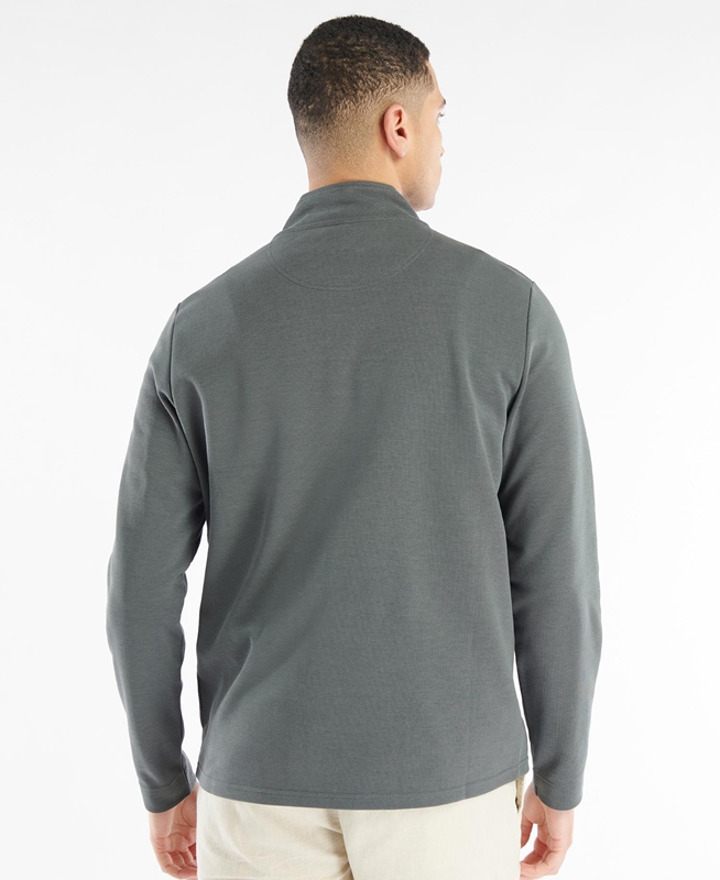 Grey Men's Barbour Broughton Half Zip Sweatshirts | GMWC-82567