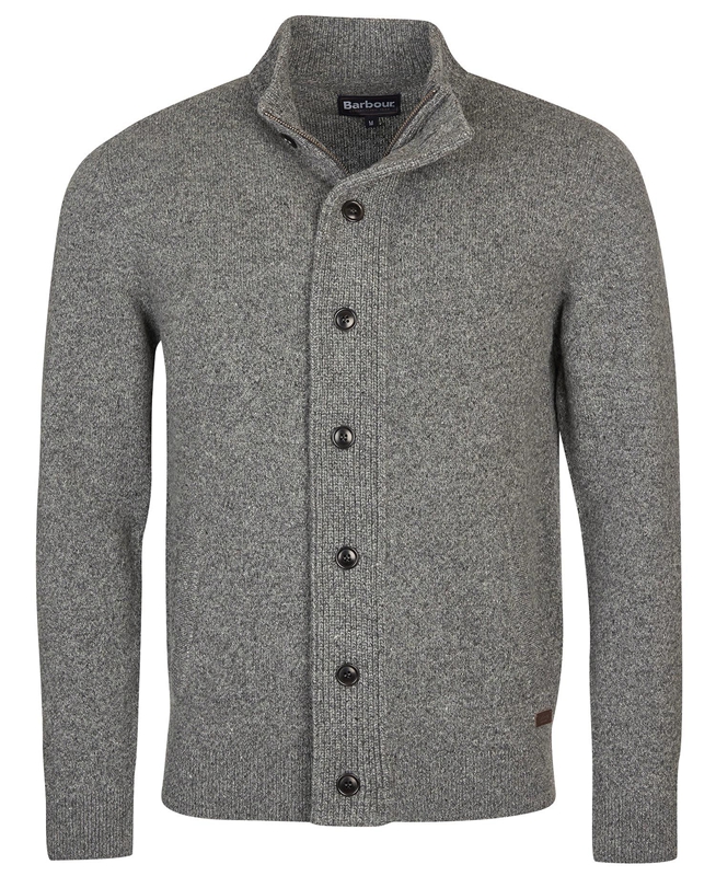 Grey Men's Barbour Essential Cardigan Tisbury Zip Through Sweaters | VHLJ-63950