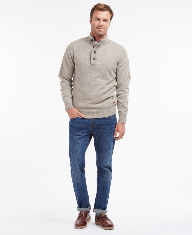 Grey Men's Barbour Essential Patch Half Zip Sweaters | VAPN-79184