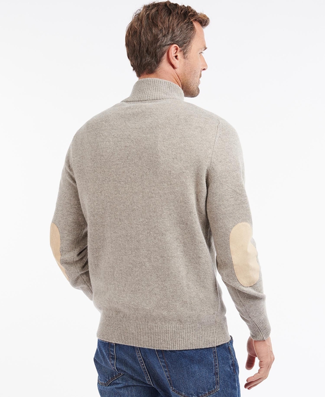 Grey Men's Barbour Essential Patch Half Zip Sweaters | VAPN-79184