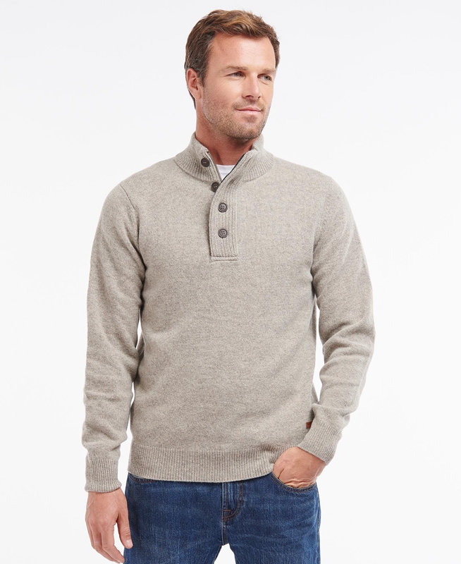 Grey Men's Barbour Essential Patch Half Zip Sweaters | VAPN-79184