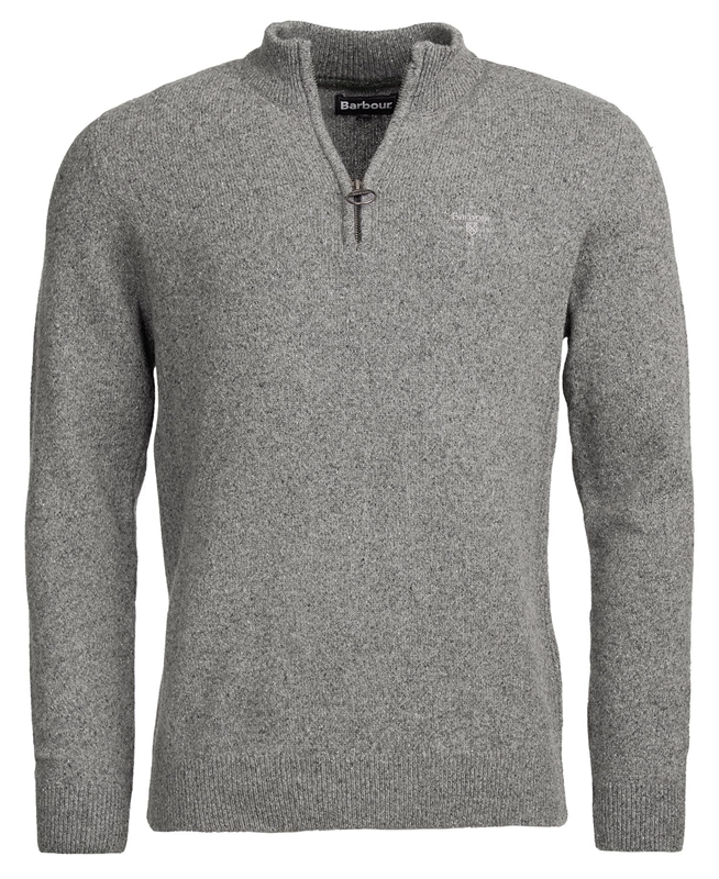 Grey Men's Barbour Essential Tisbury Half Zip Sweaters | HRYW-74203