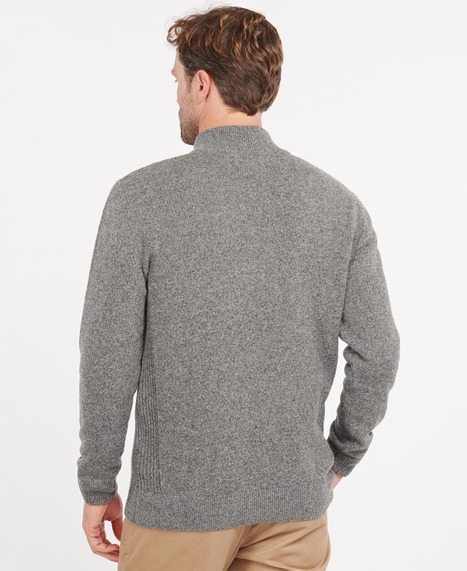 Grey Men's Barbour Essential Tisbury Half Zip Sweaters | HRYW-74203