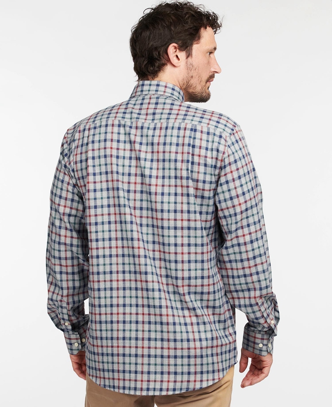 Grey Men's Barbour Hemd Coll Thermo Shirts | MZWY-72601