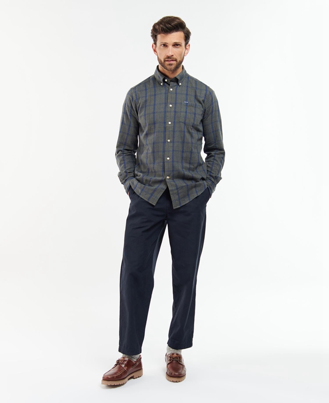 Grey Men's Barbour Inverbeg Tailored Shirts | TWIU-16254