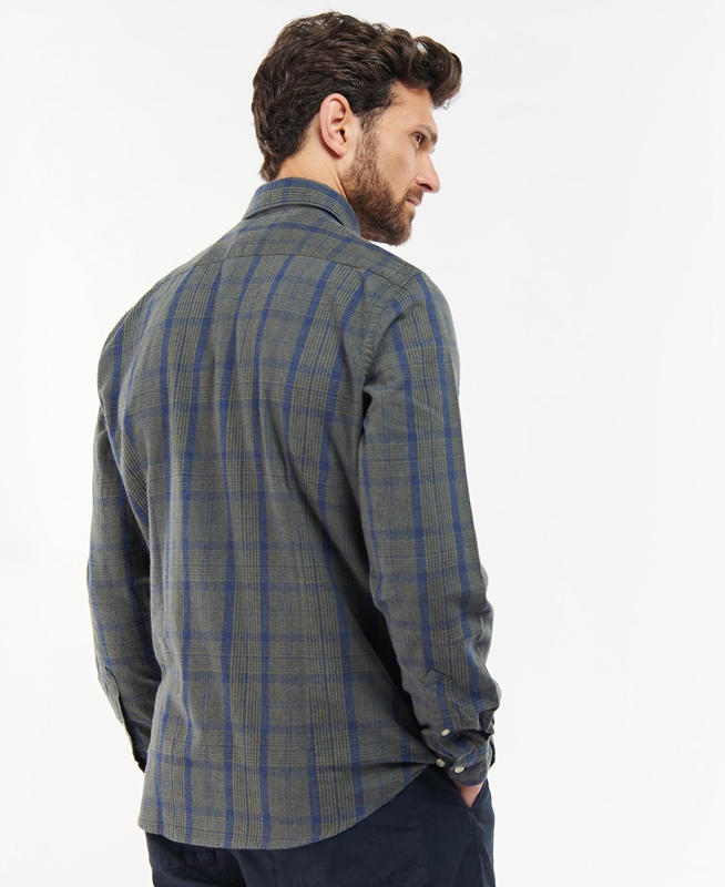 Grey Men's Barbour Inverbeg Tailored Shirts | TWIU-16254