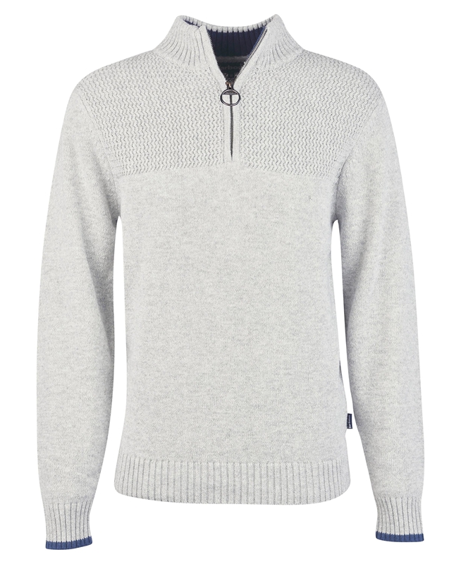 Grey Men's Barbour Shoal Half Zip Sweaters | BKQN-18076