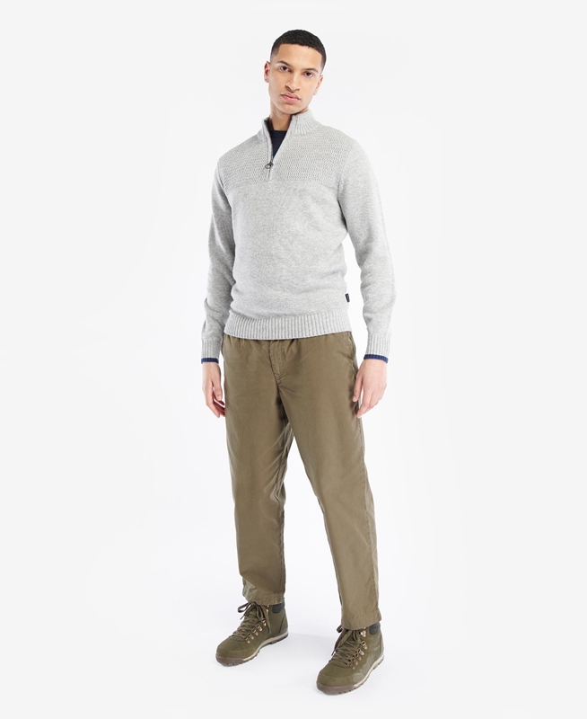 Grey Men's Barbour Shoal Half Zip Sweaters | BKQN-18076