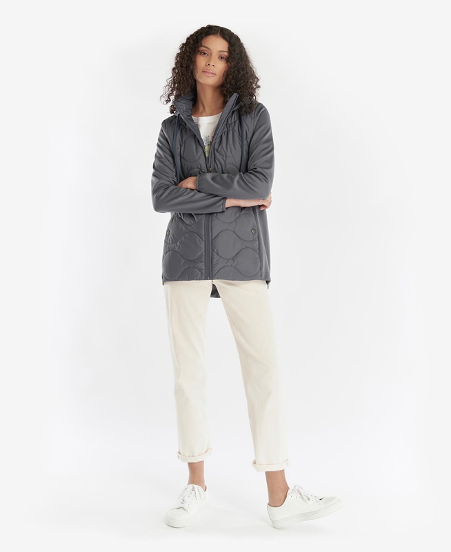 Grey Women's Barbour Willowherb Quilted Sweatshirts | IUDH-06397