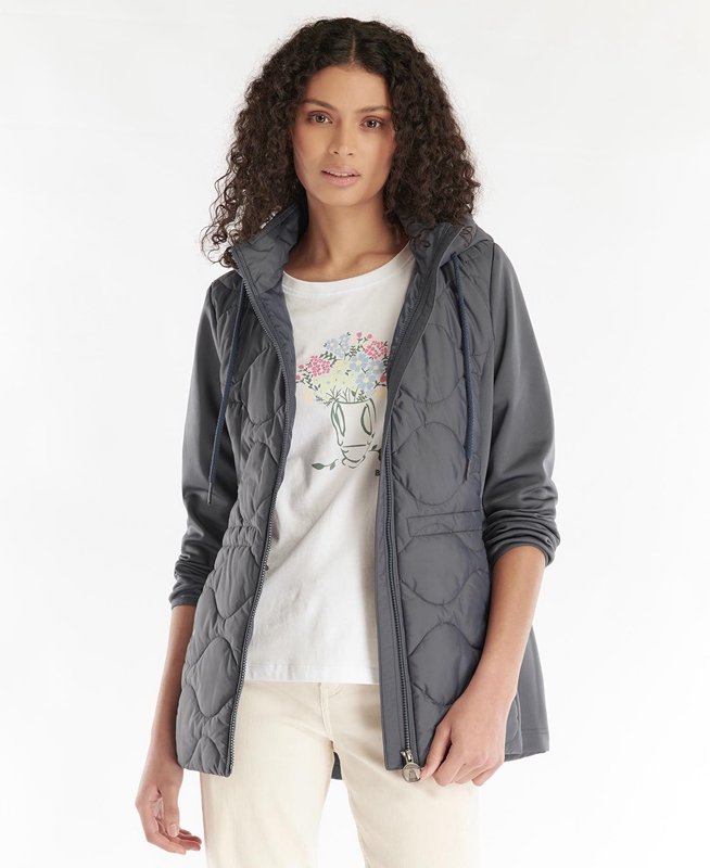 Grey Women's Barbour Willowherb Quilted Sweatshirts | IUDH-06397