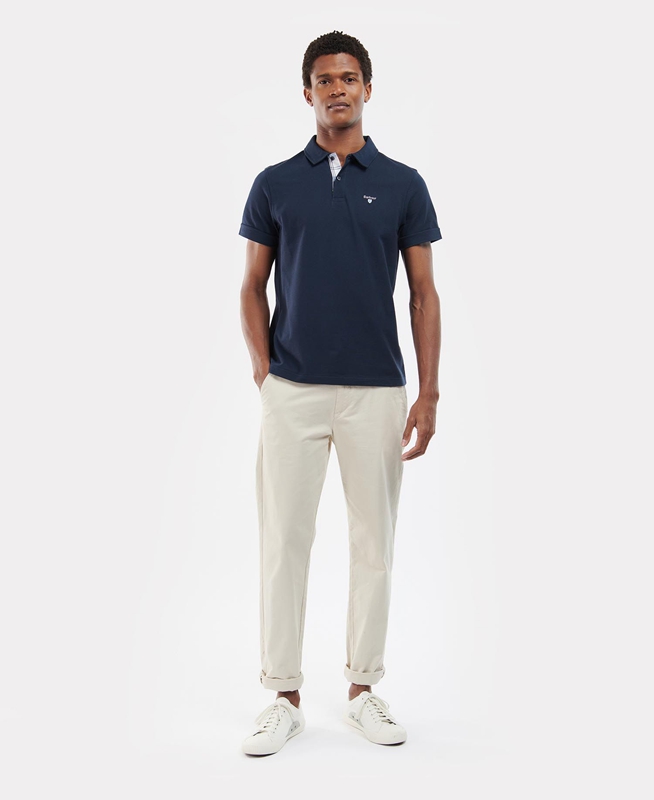 Navy Men's Barbour Birkhill Polo shirts | KSFE-27401