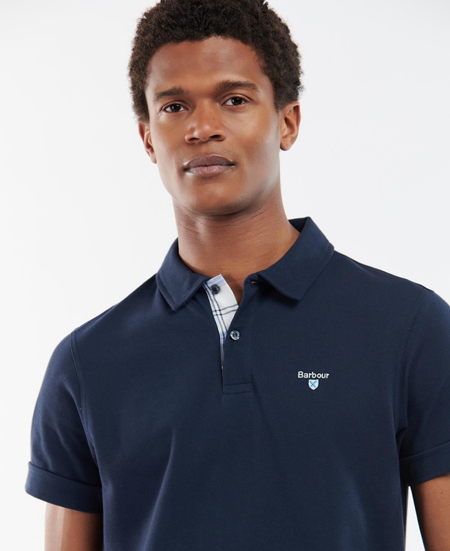 Navy Men's Barbour Birkhill Polo shirts | KSFE-27401