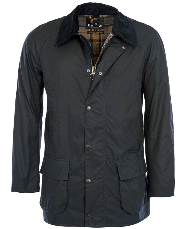 Navy Men's Barbour Bristol Waxed Jackets | NCWI-54128