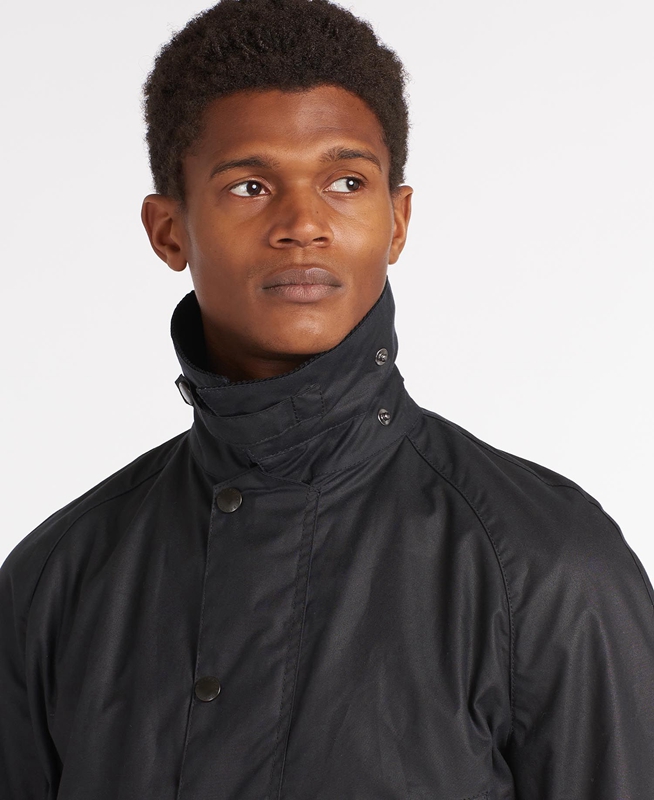 Navy Men's Barbour Bristol Waxed Jackets | NCWI-54128