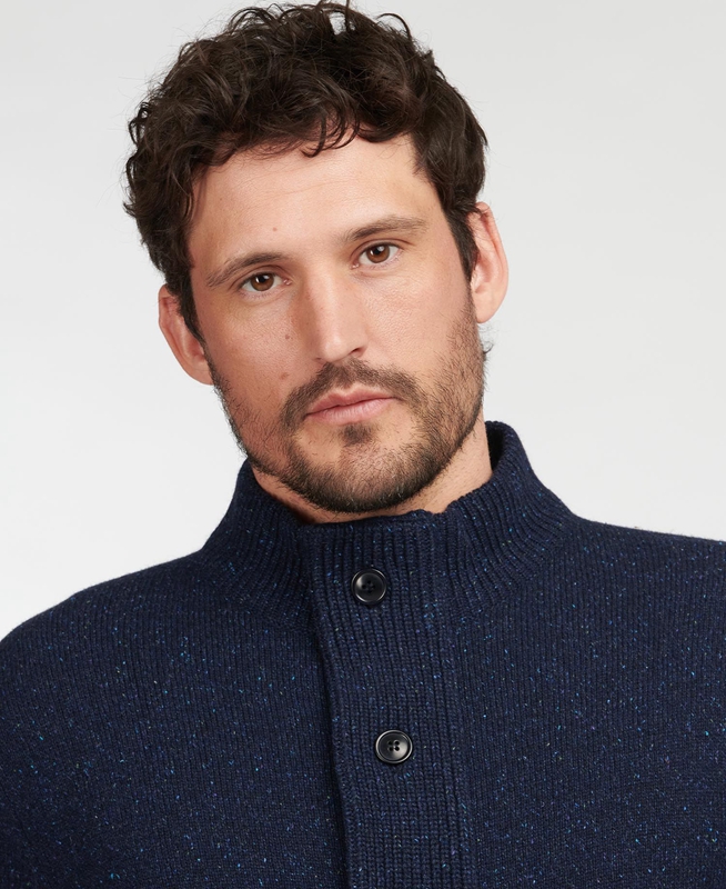 Navy Men's Barbour Essential Cardigan Tisbury Zip Through Sweaters | GZOA-13267