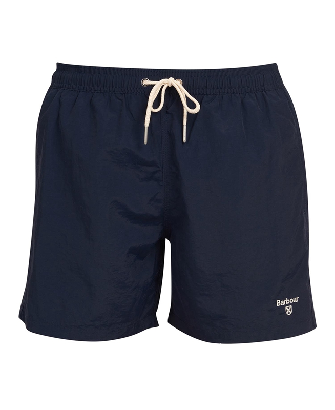 Navy Men's Barbour Essential Logo 5'' Swim Pants | SOYL-94650