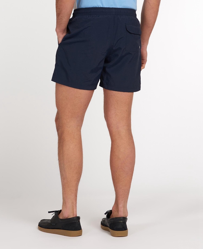 Navy Men's Barbour Essential Logo 5'' Swim Pants | SOYL-94650