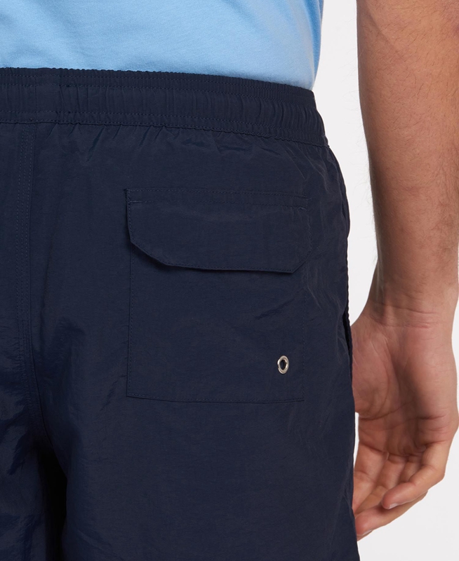 Navy Men's Barbour Essential Logo 5'' Swim Pants | SOYL-94650