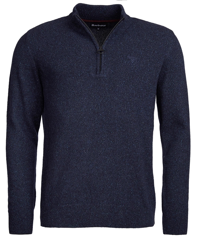 Navy Men's Barbour Essential Tisbury Half Zip Sweaters | NFMD-57210