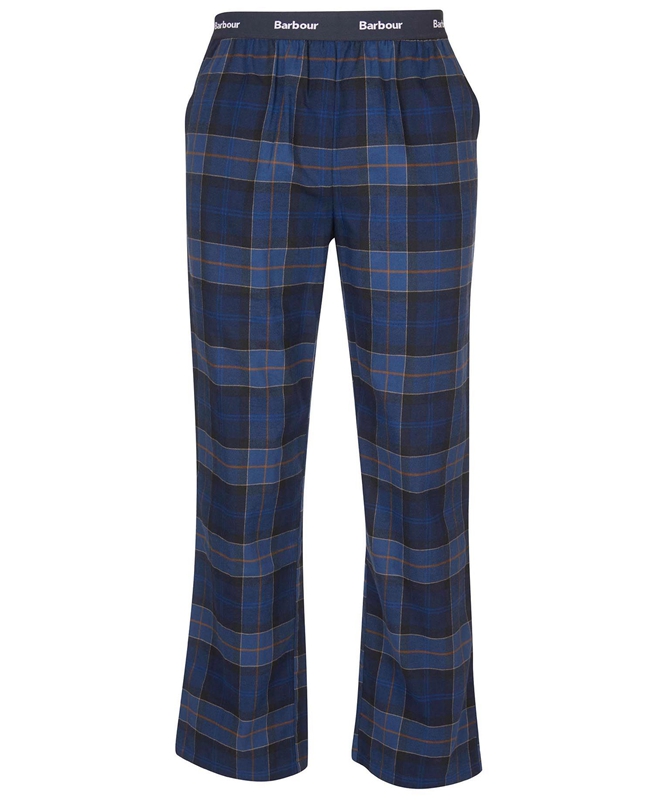 Navy Men's Barbour Hose Glenn Tartan Pants | ROIE-24031