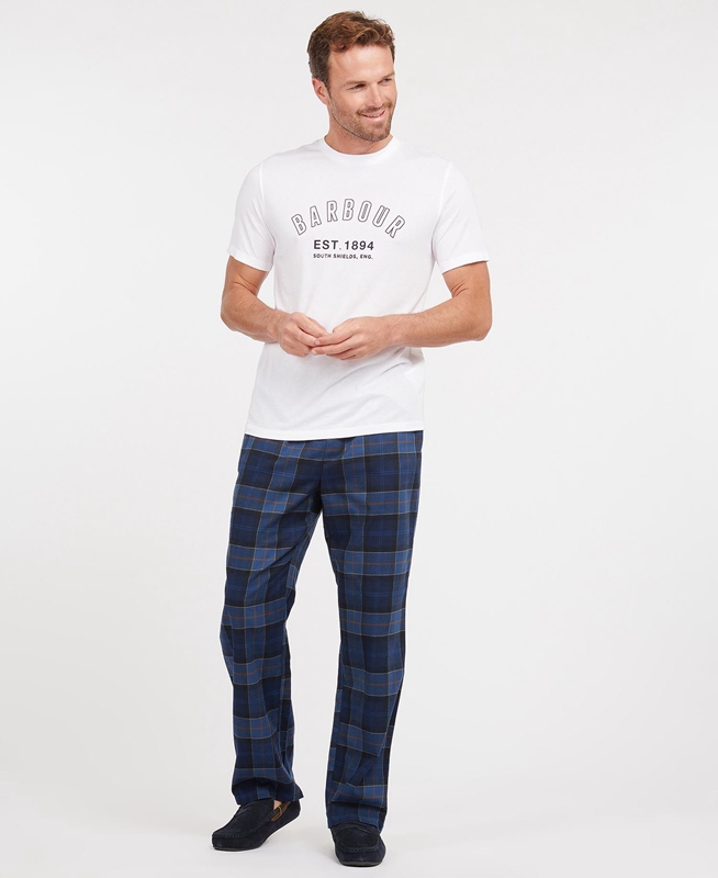 Navy Men's Barbour Hose Glenn Tartan Pants | ROIE-24031