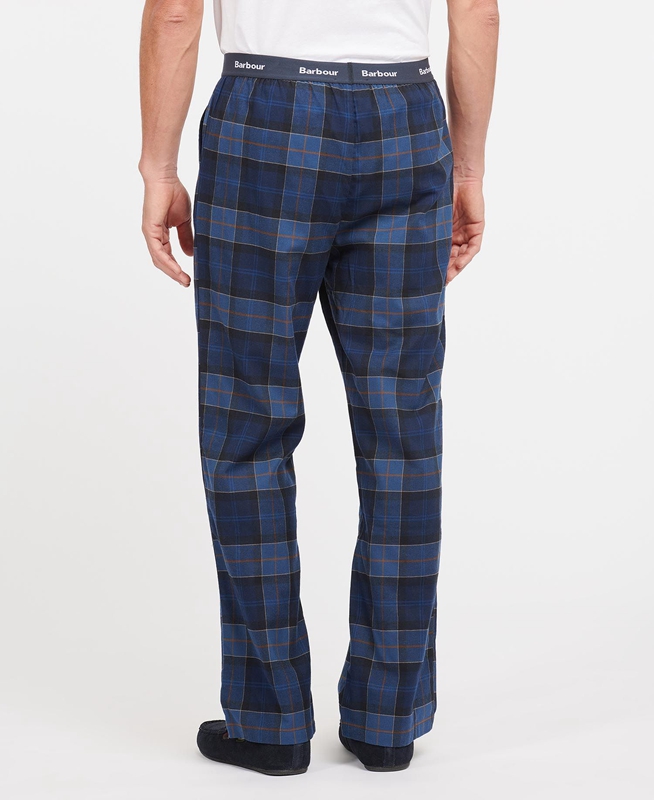 Navy Men's Barbour Hose Glenn Tartan Pants | ROIE-24031