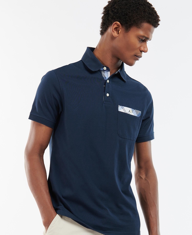 Navy Men's Barbour Lirst Polo shirts | FDAM-16507