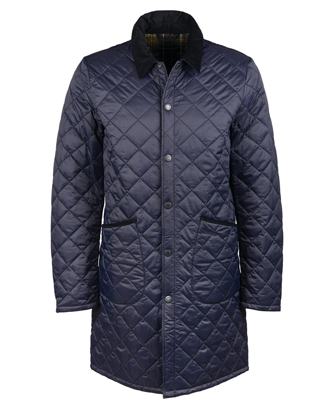 Navy Men's Barbour Long Liddesdale Quilted Jackets | YUJW-12083