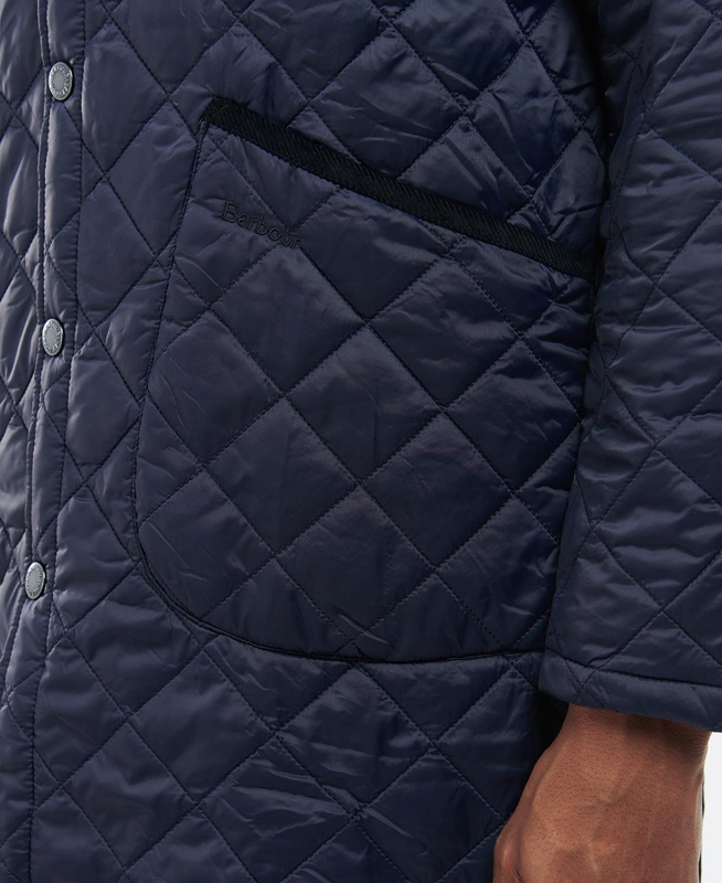 Navy Men's Barbour Long Liddesdale Quilted Jackets | YUJW-12083