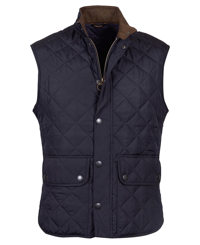 Navy Men's Barbour Lowerdale Vest | IKHT-10234