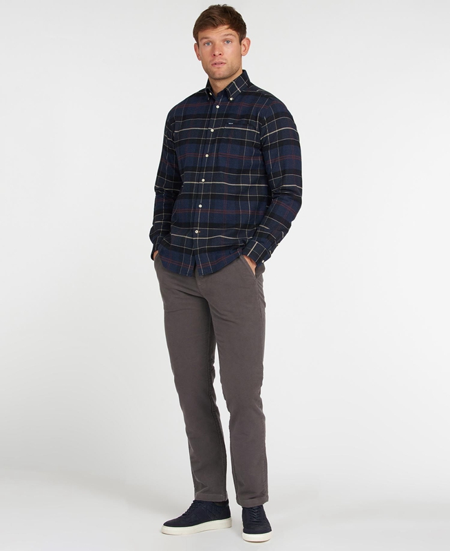 Navy Men's Barbour Lutsleigh Shirts | ICAO-98740