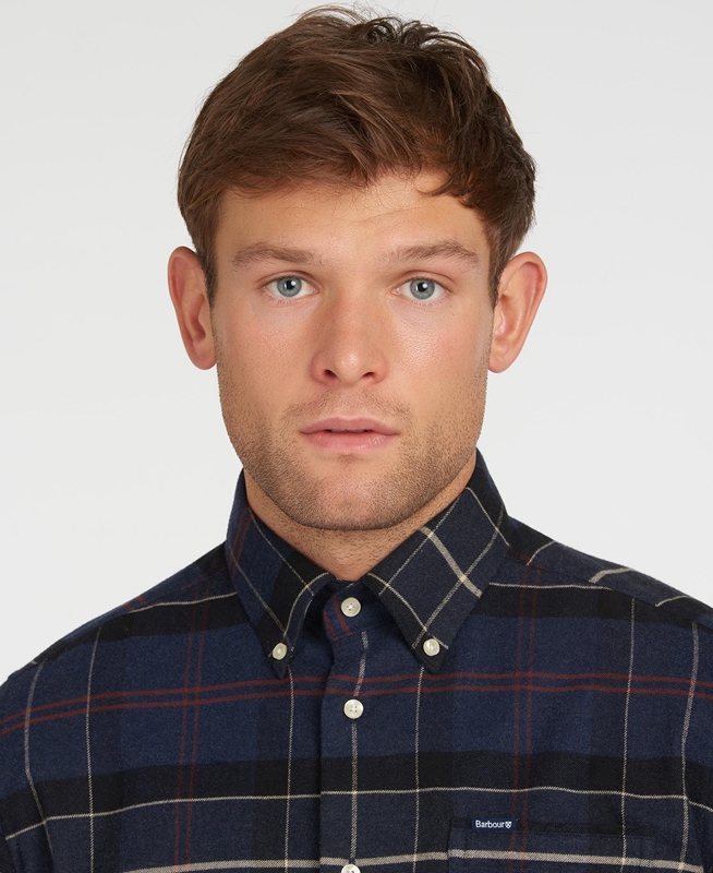 Navy Men's Barbour Lutsleigh Shirts | ICAO-98740