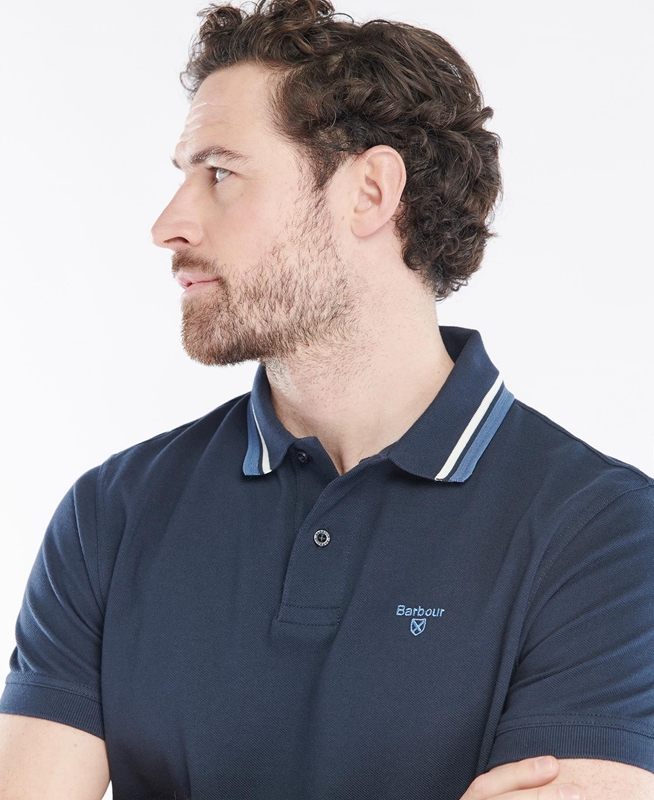 Navy Men's Barbour Otterburn Polo shirts | PMYU-28390