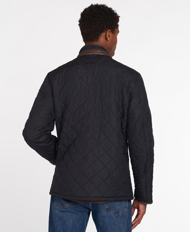 Navy Men's Barbour Powell Quilted Jackets | UMQI-73942