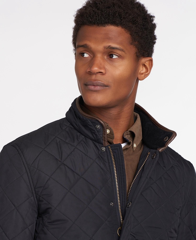 Navy Men's Barbour Powell Quilted Jackets | UMQI-73942