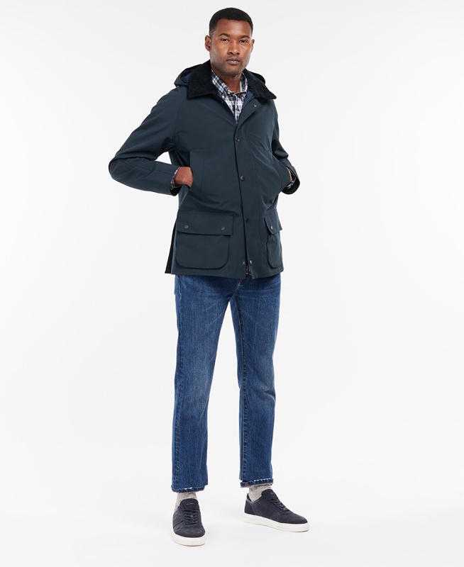 Navy Men's Barbour Rokig Waterproof Jackets | XIZE-31582