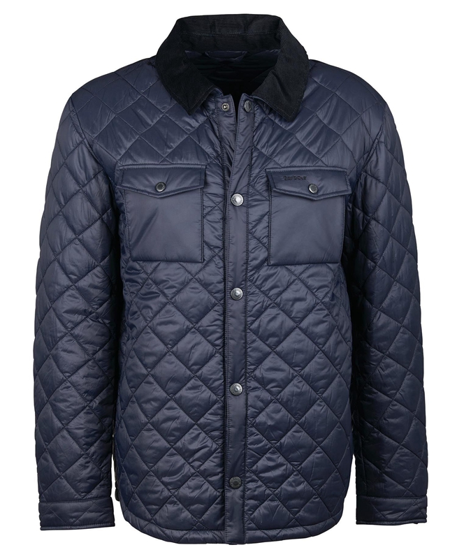 Navy Men's Barbour Shirt Quilted Jackets | CERG-73508