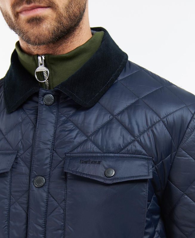 Navy Men's Barbour Shirt Quilted Jackets | CERG-73508