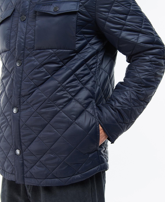 Navy Men's Barbour Shirt Quilted Jackets | CERG-73508