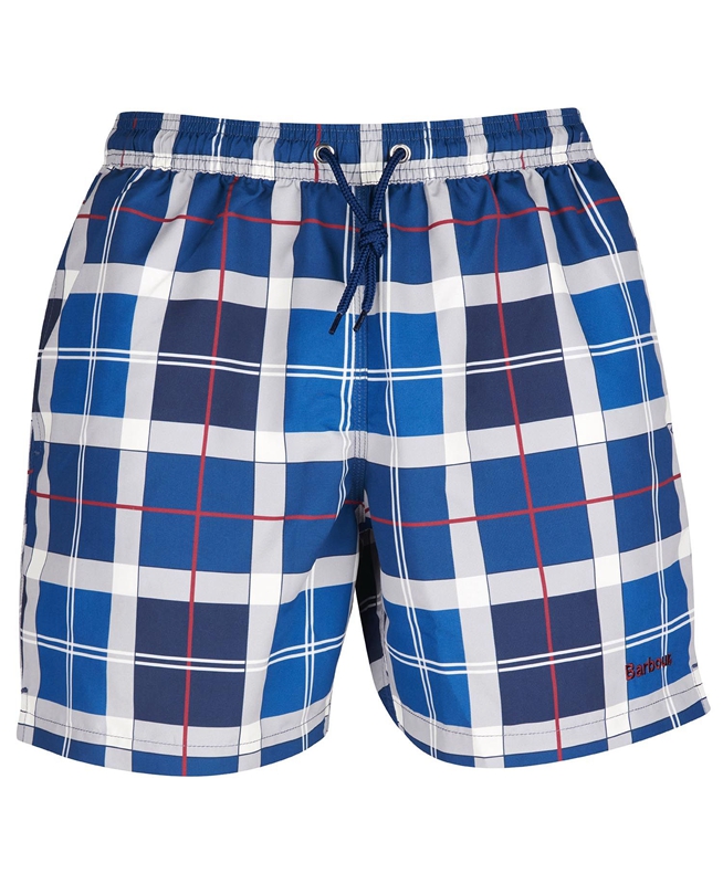 Navy Men's Barbour Tartan Swim Pants | LPRS-23905