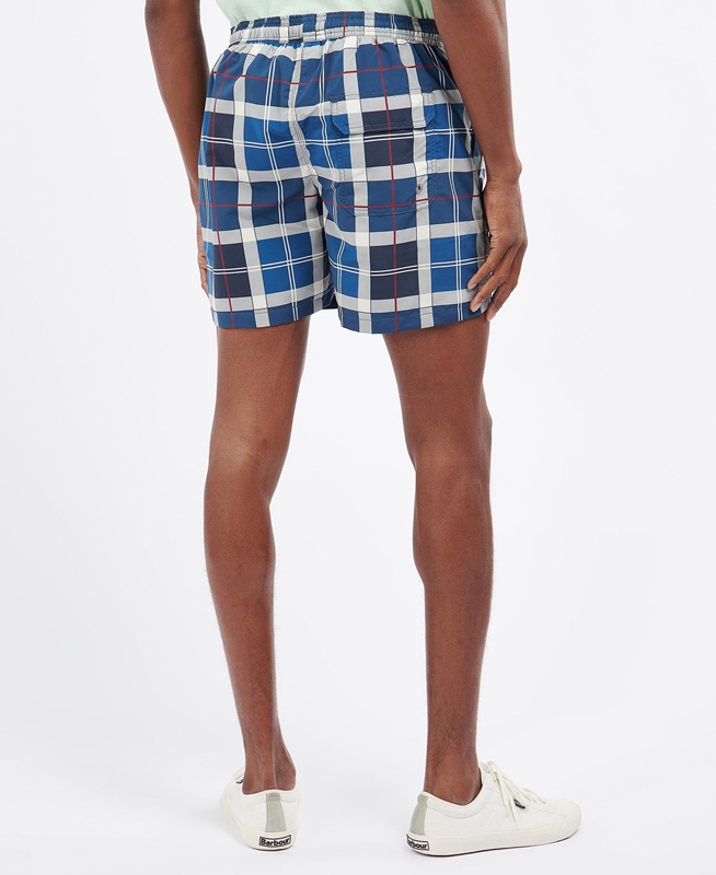 Navy Men's Barbour Tartan Swim Pants | LPRS-23905