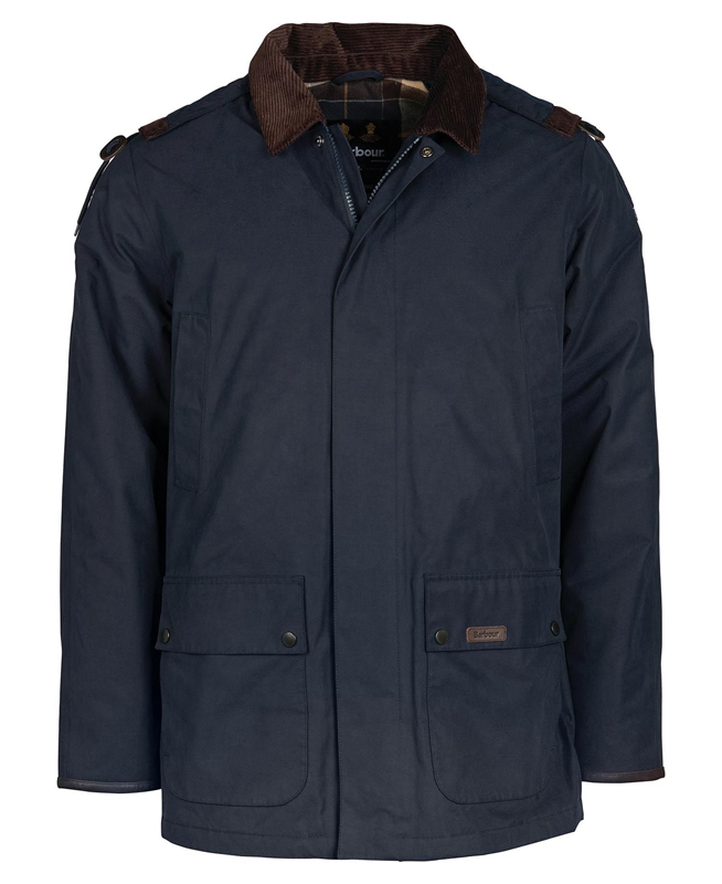 Navy Men's Barbour Wallace Waterproof Jackets | BUTK-49816