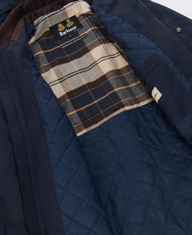 Navy Men's Barbour Wallace Waterproof Jackets | BUTK-49816