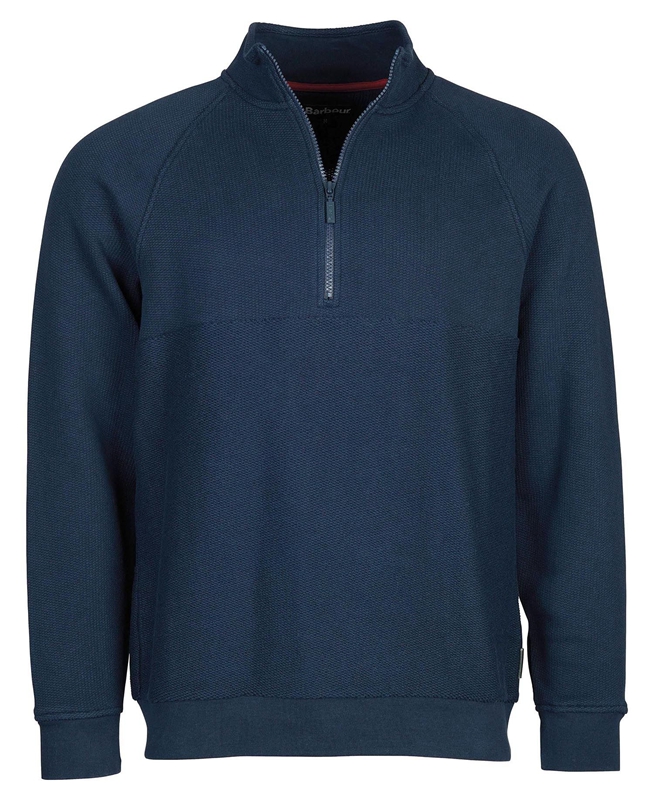 Navy Men's Barbour Wear Half Zip Sweatshirts | DPZV-71596